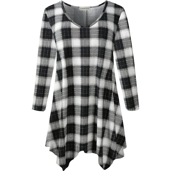Women Tunic Asymmetrical Dress Shirts 3/4 Sleeve V Neck Flowy Ladies Clothes - Picture 1 of 5